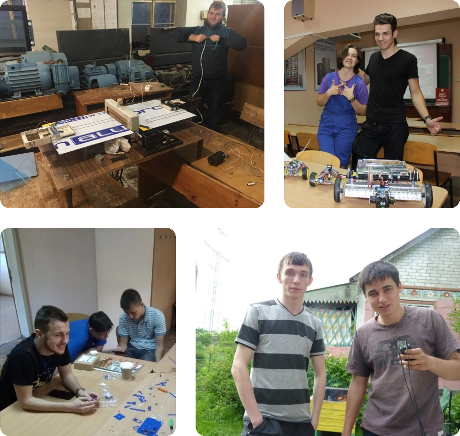 Колаж з чотирьох фотографій студентів, що брали участь в клубі